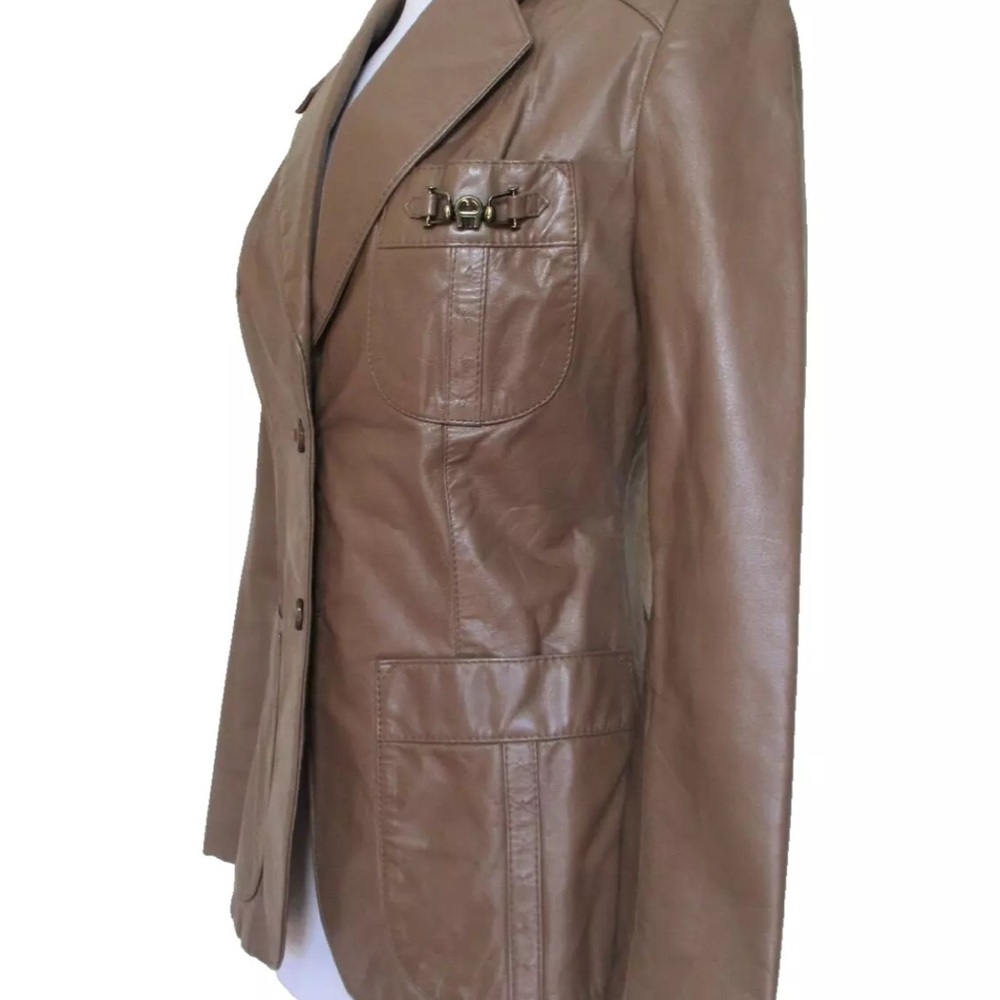 Women's Brown Leather Jacket - Picture 8 of 11